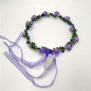 LED blomsterkrans hårbånd med silkebånd