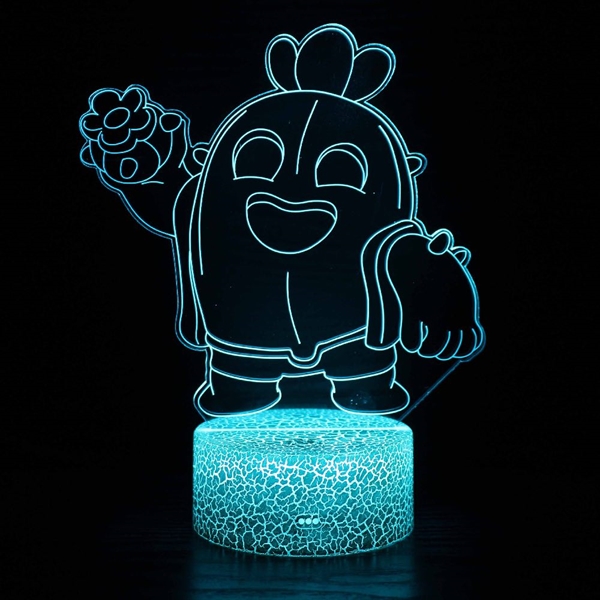 Brawl Stars Spike 3D lampe med fjernbetjening -16 lysfarver - dæmpbar