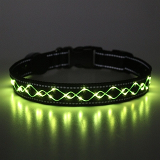 Broderi reb hundehalsbånd  med grøntlys