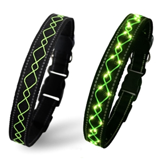 Broderi reb hundehalsbånd  med grønt lys