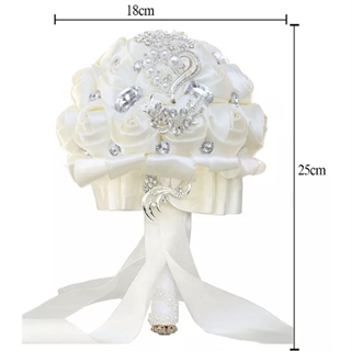 Brudebuket af kunstige roser - Diameter 18 cm