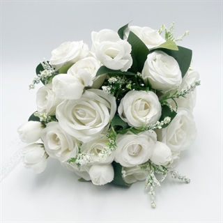 Brudebuket med hvide roser