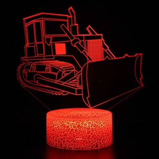 3D LED lampe med bulldozer – 16 farver og fjernbetjening – dæmpbar