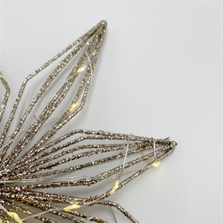 LED-topstjerne med glimmer til juletræ – champagnefarvet