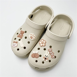 Skocharms til Crocs – baby og bamse i beige stil, 8 dele