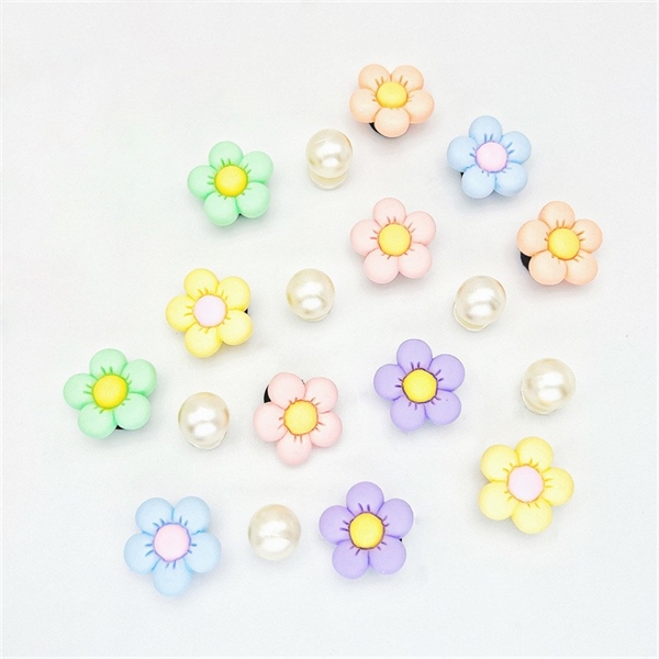 18 farverige charms til Crocs med blomster og perler