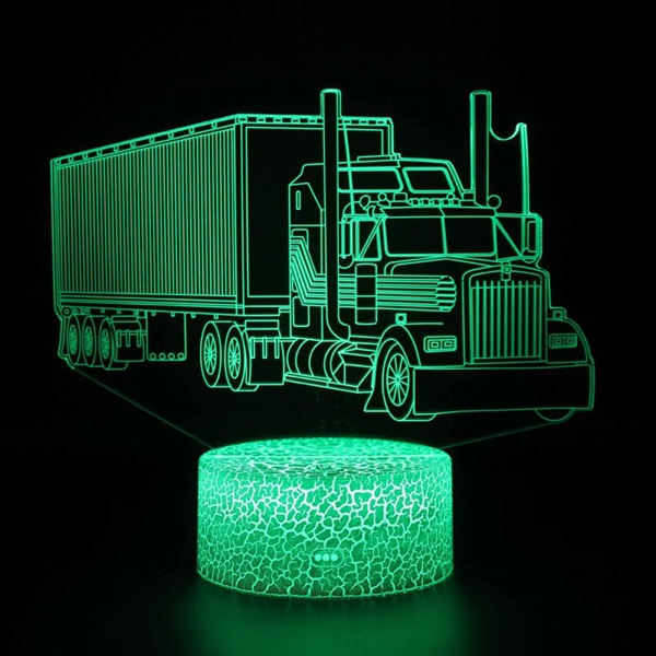 Containerbil 3D lampe med fjernbetjening-16 lysfarver_dæmpbar