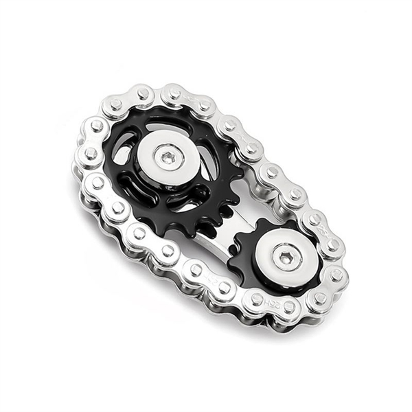 Cykelkædegear fidget spinner - sølv & sort