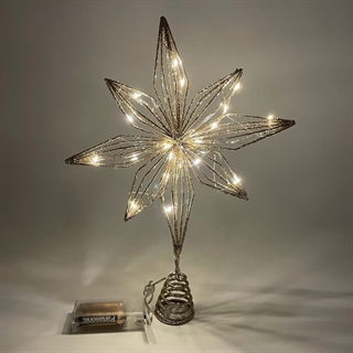 LED-topstjerne med glimmer til juletræ – champagnefarvet