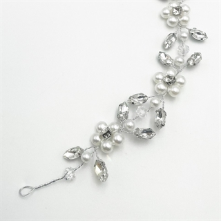 Brudehårpynt med perler og krystaller