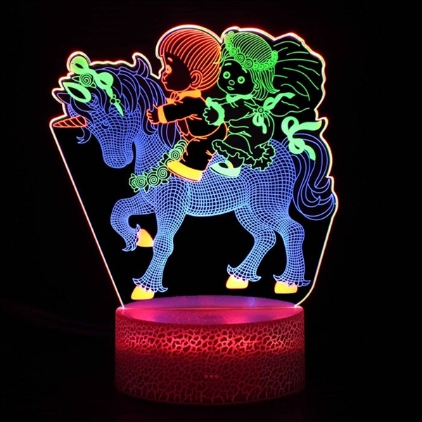 Enhjørning 3D lampe med multifarvet lys og fjernbetjening