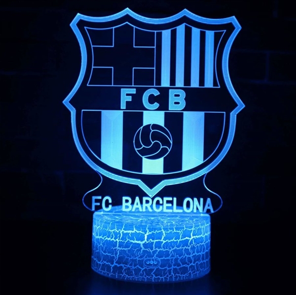 FCB FC Barcelona logo 3D lampe med fjernbetjening - 16 lysfarver - dæmpbar