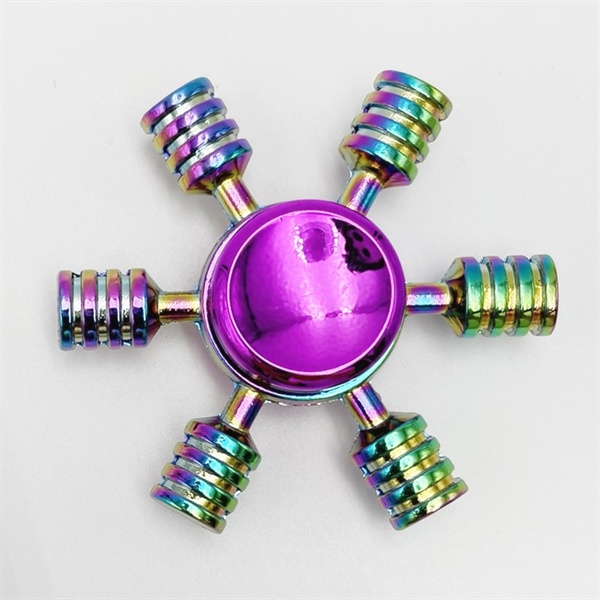 Farverig fidget spinner med seks arme