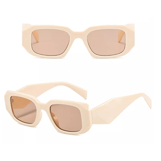 Firkantet modesolbrille - Creamgul