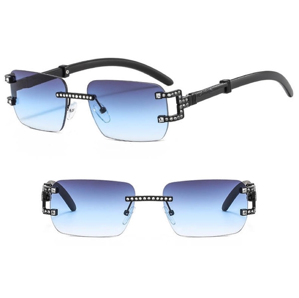 Firkantet rammefri solbrille -Sort