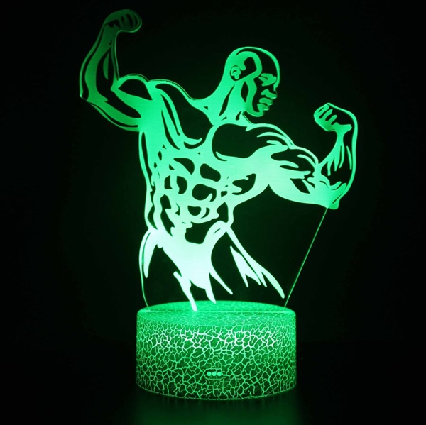 Fitness og muskler 3D lampe med 16 lysfarver - dæmpbar