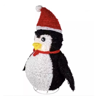 Foldbar pingvin med lys til udendørs brug - H: 90 cm