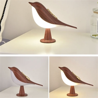 Fugl med LED-lys - Bordlampe - Rød træfarvet