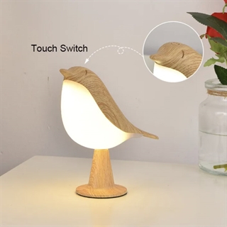 Fugl med LED-lys - Bordlampe - Træfarvet