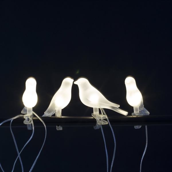 Fugle solcelle lyskæde med klemmer - 3,5 m med 5 fugle