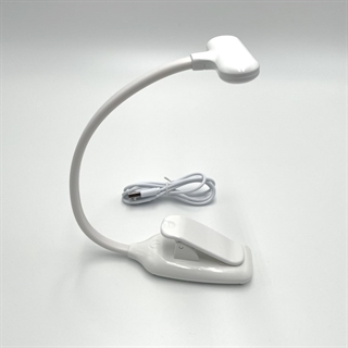 Genopladelig LED bordlampe med klemme - Hvid
