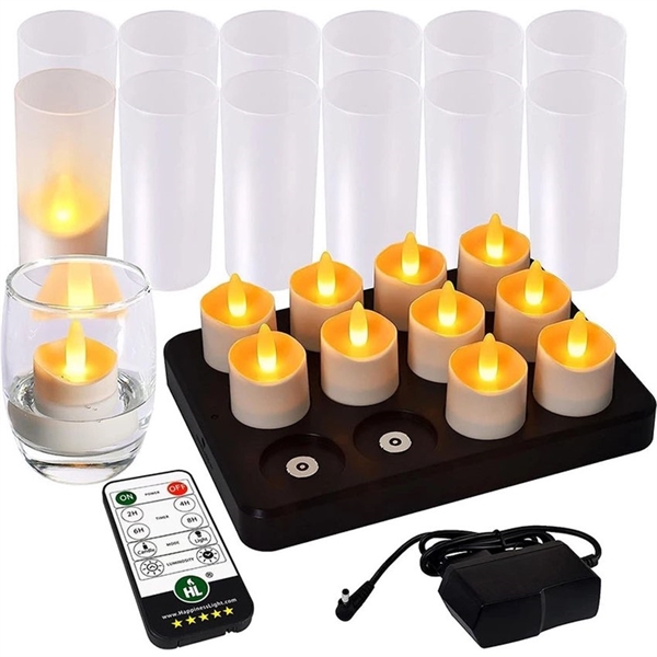 Genopladelige fyrfadslys til udendørs brug - 12 stk.