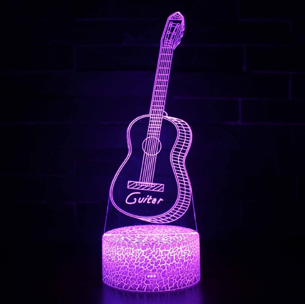 Guitar 3D natlampe med fjernbetjening