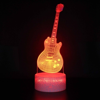 Guitar 3D LED lampe – 16 lysfarver – dæmpbar – med fjernbetjening