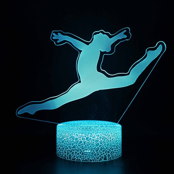 Gymnastik 3D lampe med fjernbetjening – 16 lysfarver – dæmpbar