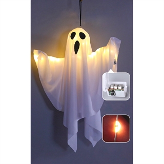 Hængende spøgelser med lys til Halloween - hvid