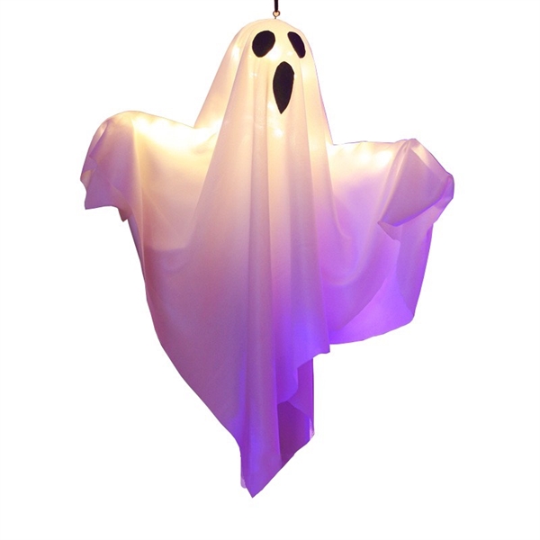 Hængende spøgelser med lys til Halloween - hvid