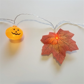 Halloween lyskæde med græskar og arhoneblade - 3 m 20 LED