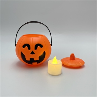 Halloween græskar-slikspand med lys - Størrelse: S