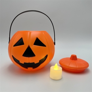 Halloween græskar-slikspand med lys - Størrelse: L