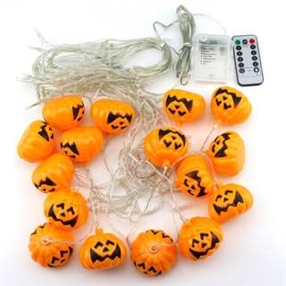 Halloween lysgardin med græskar - Varmt hvidt lys - Bredde 350 cm - Batteridrevet