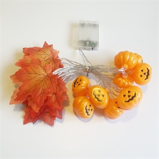 Halloween lyskæde med græskar og arhoneblade - 3 m 20 LED