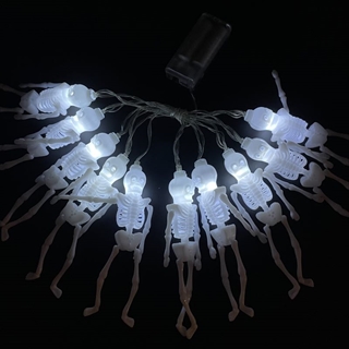 Halloween lyskæde med skeletter og hvidt lys - 1,5 m, 10 lys