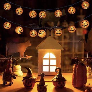 Halloween-lyskæde med  græskar - Varmt hvidt lys