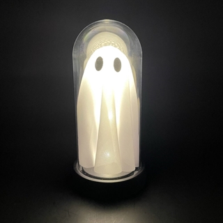 Halloween spøgelseslampe med LED lys i glas kuppel
