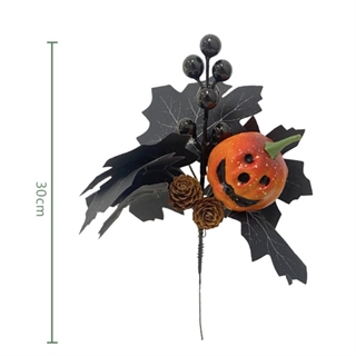 Halloween-dekoration - Sort ahornblade og græskar på grene