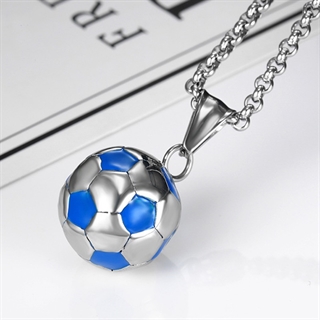 Halskæde med fodbold - sølvblå