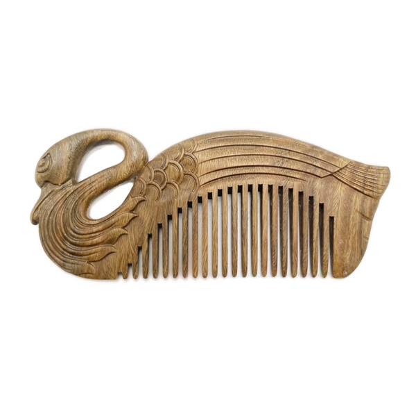 Håndlavet trækam i svaneform