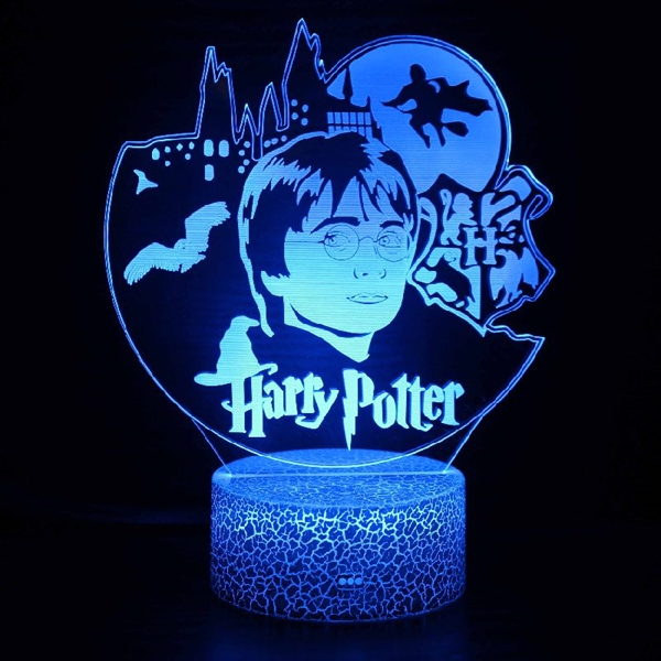 Harry Potter 3D lampe med fjernbetjening - 16 lysfarver - dæmpbar