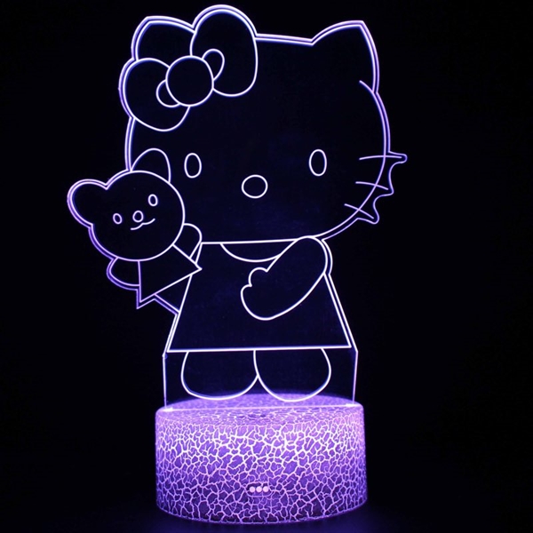Hello kitty 3D lampe med fjernbetjening - Dæmpbar