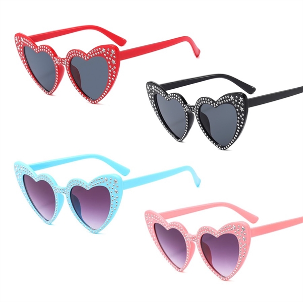 Hjerte solbriller - Sort, rød, blå, lyserød