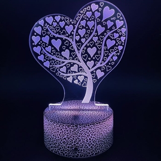 Hjerte træ 3D lampe