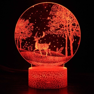 Magisk 3D LED-natlampe med hjort i vinterlandskabMagisk 3D LED-natlampe med hjort i vinterlandskab