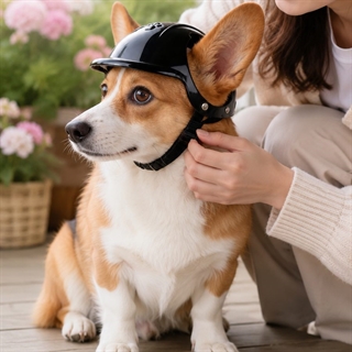 Hundehjelm med justerbar hagerem