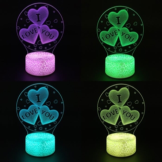 I LOVE YOU 3D lampe med 16 farver - Dæmpbar 