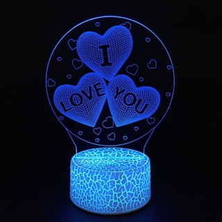 I LOVE YOU 3D lampe med 16 farver - Dæmpbar 